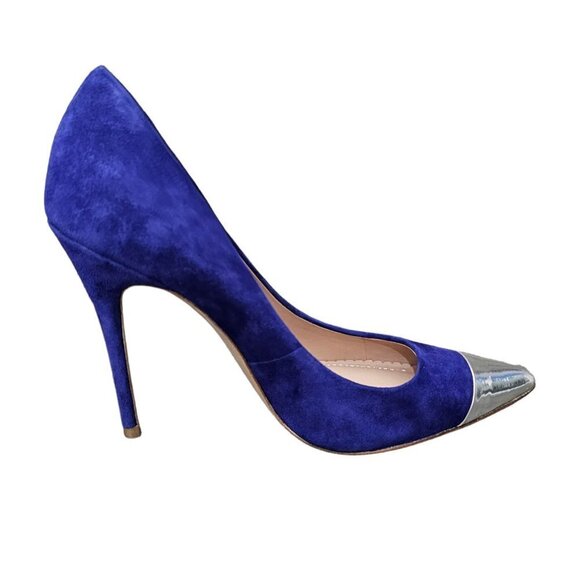 JEAN-MICHEL Eris CAZABAT Suede Metallic Pointed-Toe Pumps - Picture 1 of 12